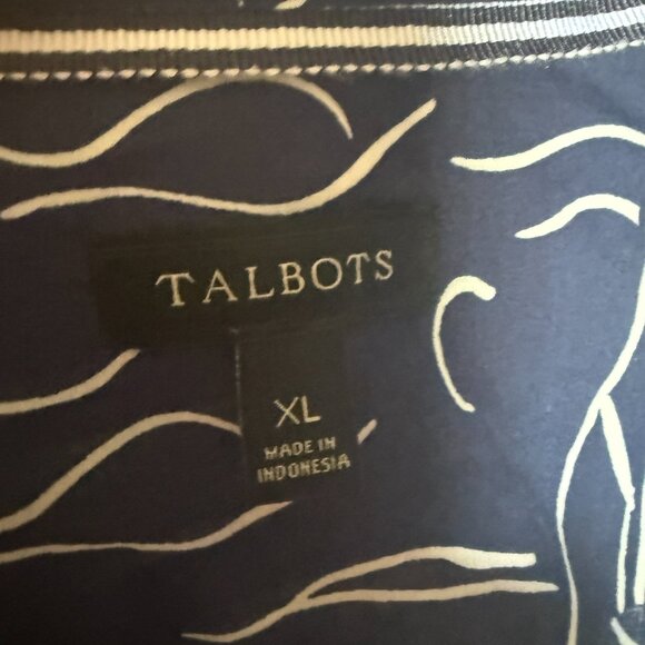 Talbots Navy Blue White Sailboat Nautical Cotton Tunic Top Long Sleeve XL - Picture 6 of 6